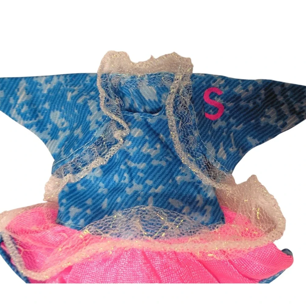 1993 Barbie's Feeling Fun Stacie Acid Washed Jacket, Skirt, & Pants Pink Ruffles